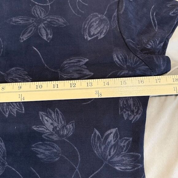 Betsy & Adam Vintage Pullover Sheath Dress Navy Blue Laser Floral Design Size 8 - Picture 8 of 10